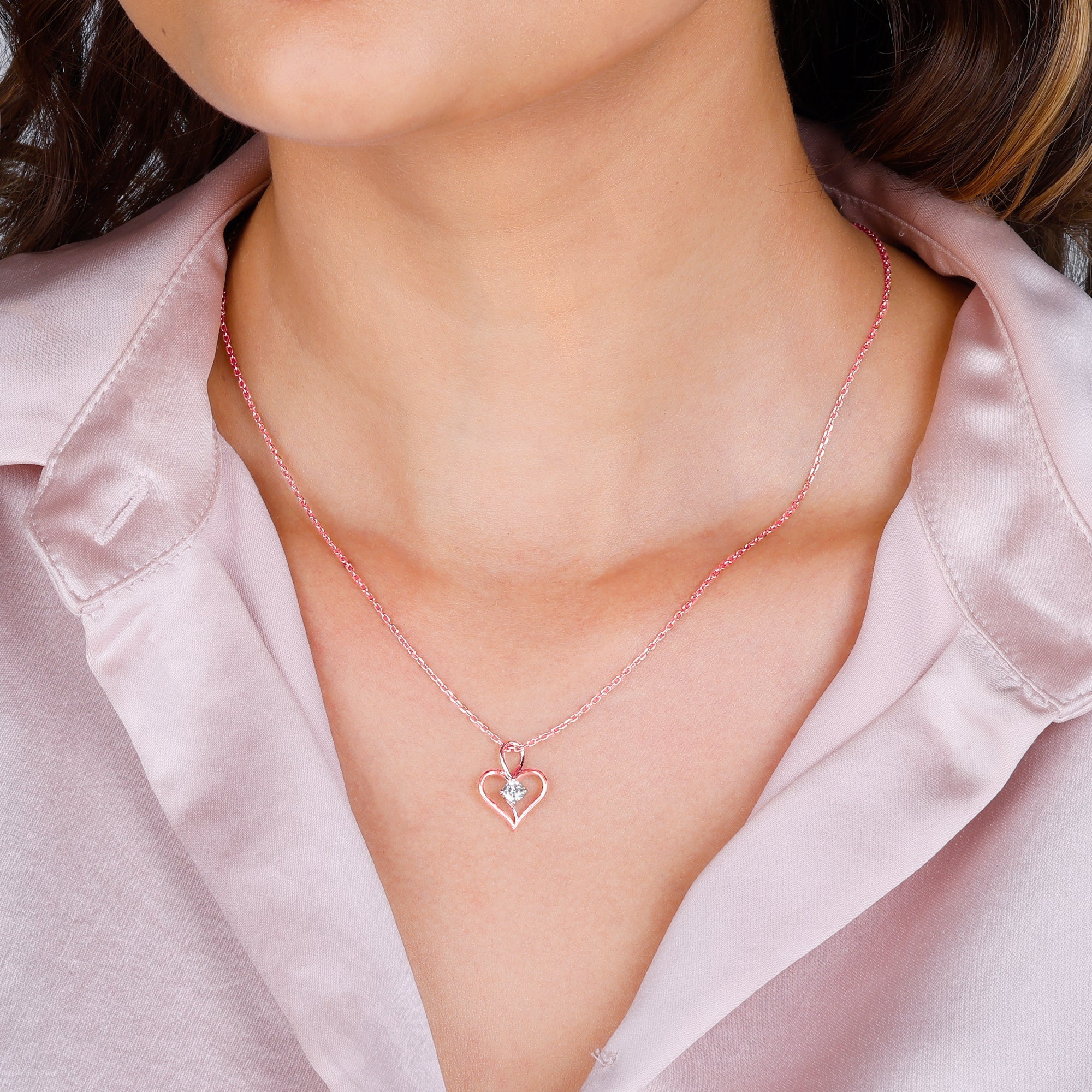 Heart Necklace Diamond Accents 10K Rose Gold | Kay