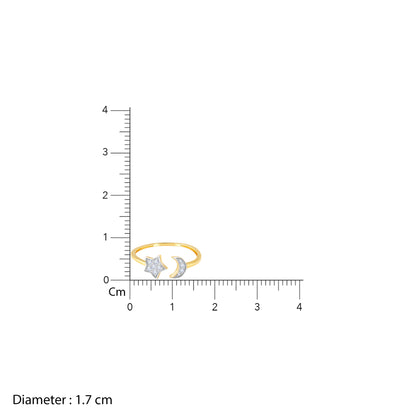 Gold Moon and Star Diamond Ring