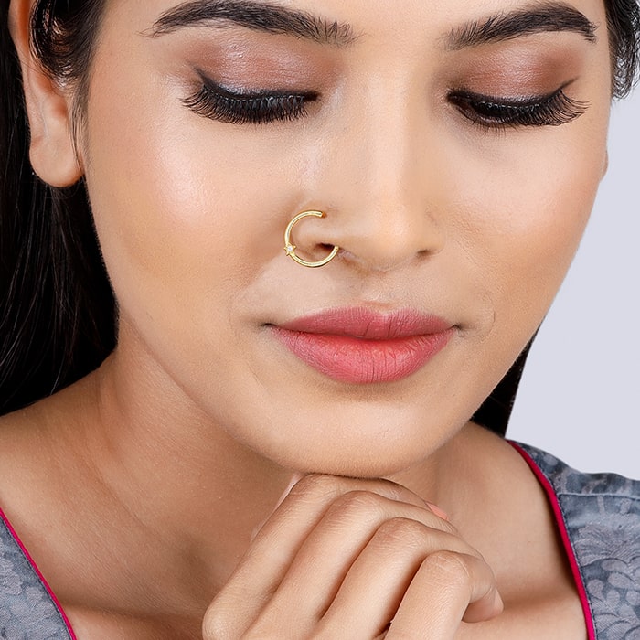 Golden Zircon Star Nose Ring