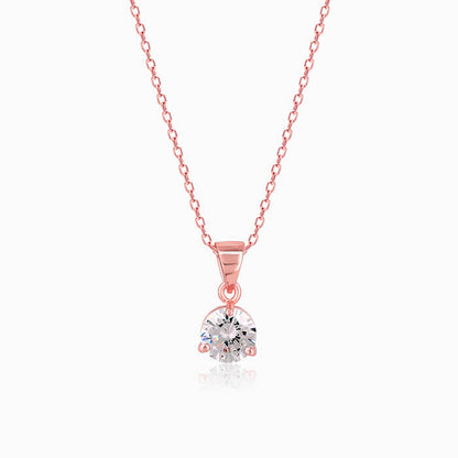 Rose Gold Classic Zircon Pendant with Link Chain