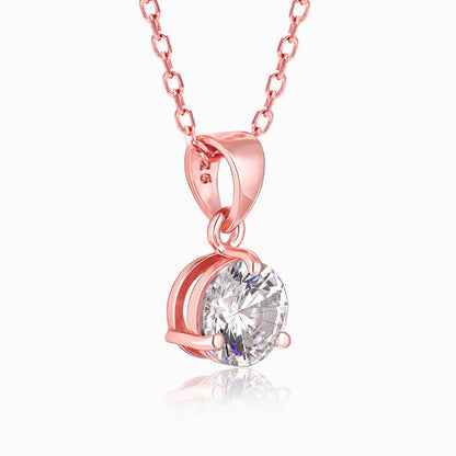 Rose Gold Classic Zircon Pendant with Link Chain