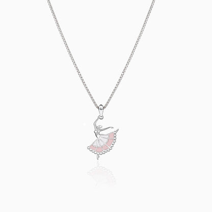 Silver Dancing Ballerina Pendant with Box Chain