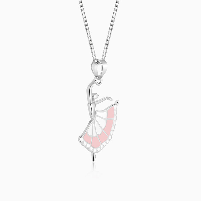 Silver Dancing Ballerina Pendant with Box Chain