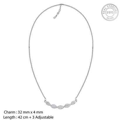 Silver Helix Zircon Necklace