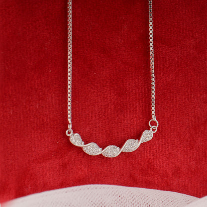 Silver Helix Zircon Necklace