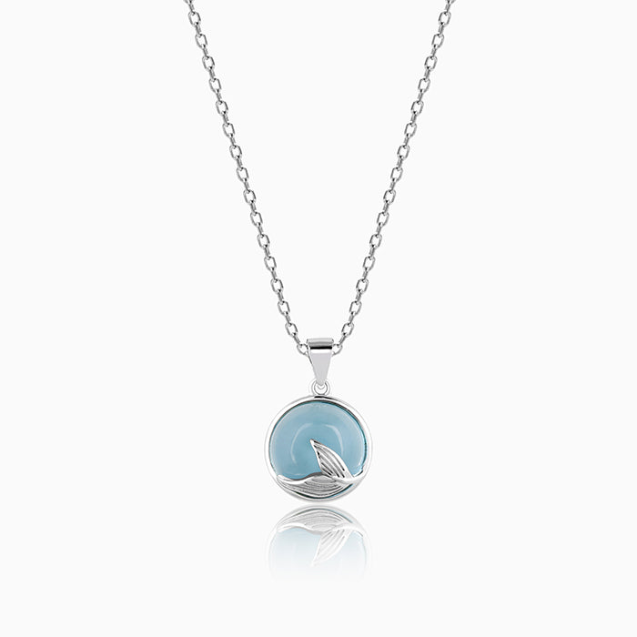Silver Gleaming Blue Fish Tail Pendant with Link Chain – GIVA Jewellery