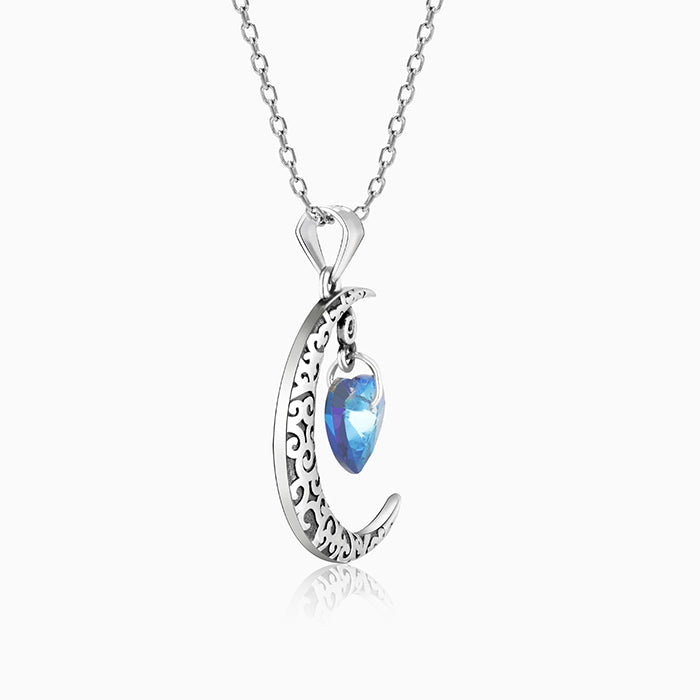 Lunar Love - Glow In the Dark Silver Crescent Moon Necklace with Heart –  Wicked Tender