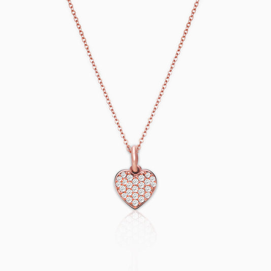 Rose Gold Little Heart Pendant With Link Chain