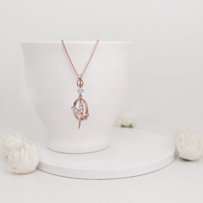 Rose Gold Zircon Fairy Pendant with Link Chain