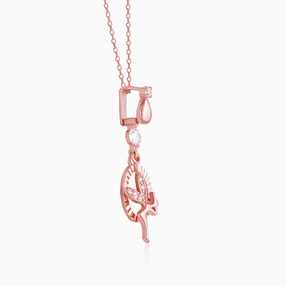 Rose Gold Zircon Fairy Pendant with Link Chain