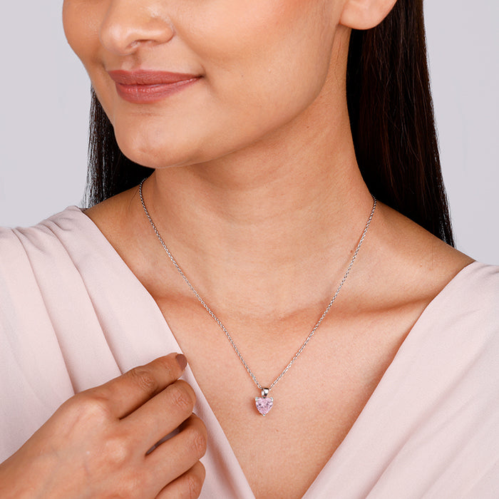 Girls' Pink Heart Satellite Sterling Silver Necklace - In Season Jewelry :  Target