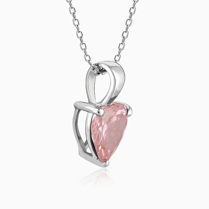 Buy the Pink Swarovski Crystal Heart Layered Silver Necklace | JaeBee