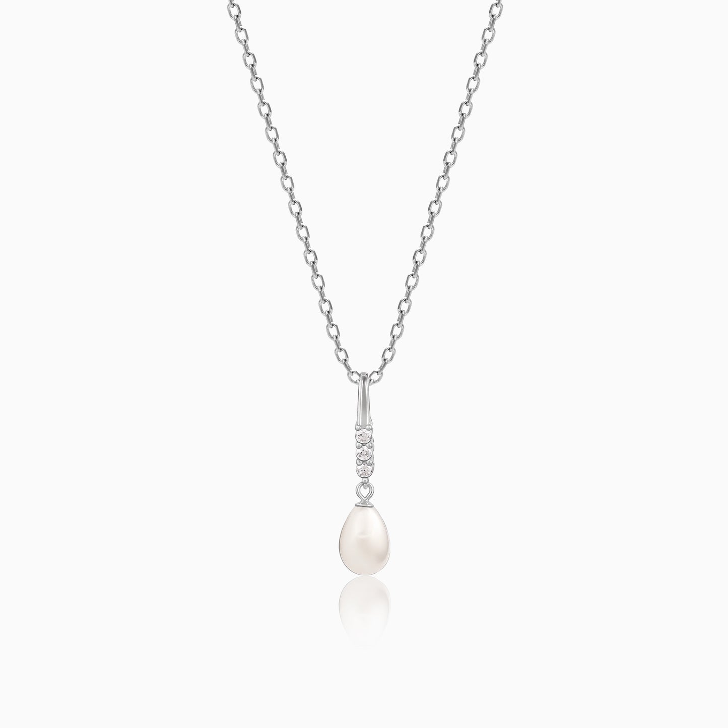 Anushka Sharma Silver Drop of Pearl Pendant with Link Chain