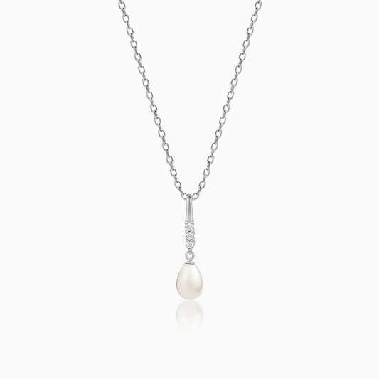 Anushka Sharma Silver Drop of Pearl Pendant with Link Chain