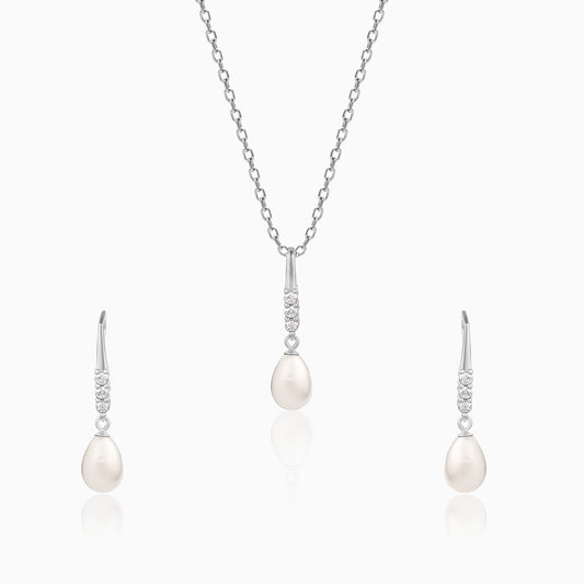 Anushka Sharma Silver Drops of Pearls Set