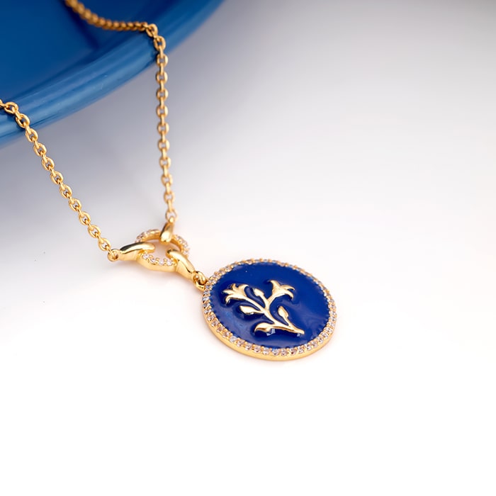 Royal blue and hot sale gold necklace