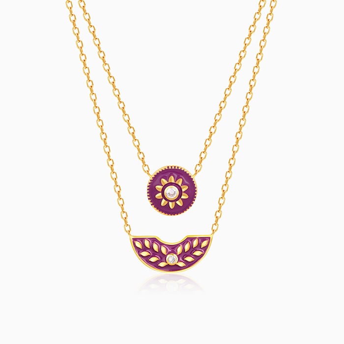 Golden Tyrian Purple Double Layered Necklace