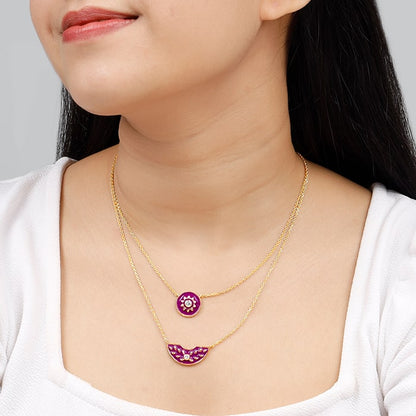 Golden Tyrian Purple Double Layered Necklace