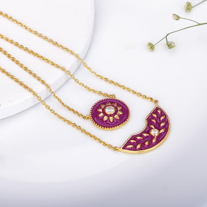 Golden Tyrian Purple Double Layered Necklace