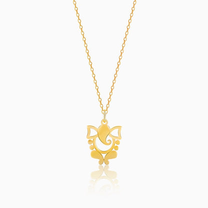 Golden Ganapati Silhouette Pendant with Link Chain