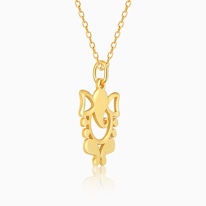 Golden Ganapati Silhouette Pendant with Link Chain