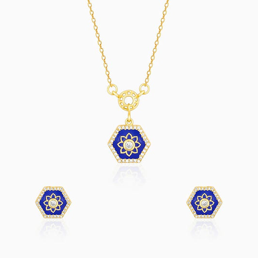 Golden Taj Mosaic Pendant and Earrings Set