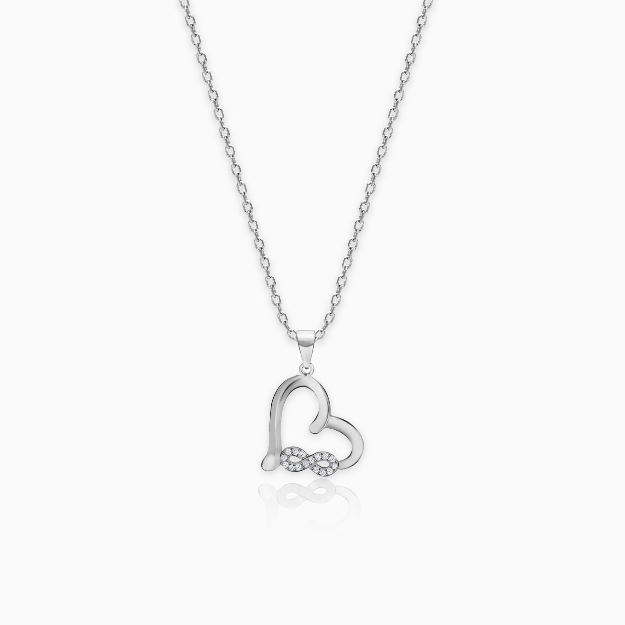 Silver Zircon Infinity Heart Pendant with Link Chain – GIVA Jewellery