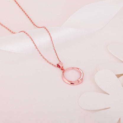 Rose Gold Circle of Love Pendant with Link Chain