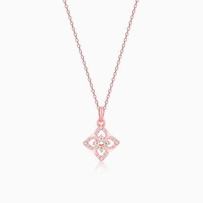 Rose Gold Double Rosette Pendant with Link Chain