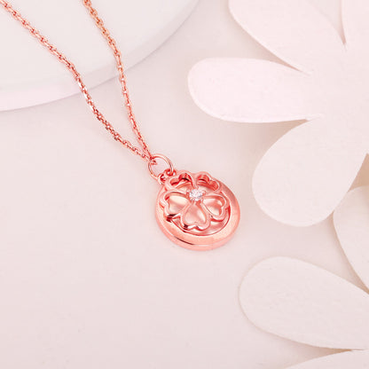 Rose Gold Pea Flower Pendant with Link Chain