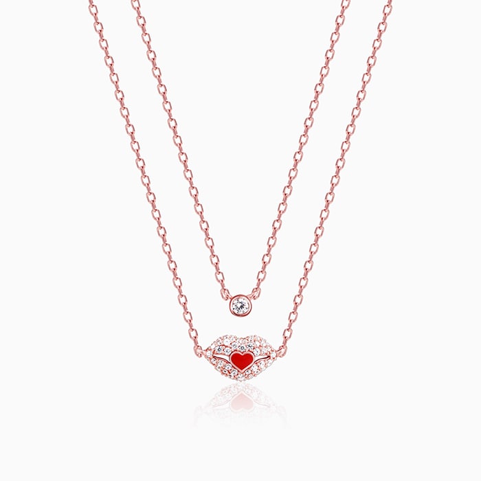 Rose Gold Kiss Of Love Layered Necklace