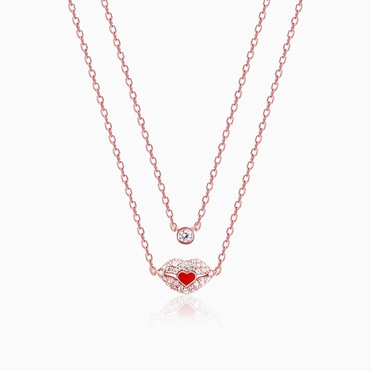 Rose Gold Kiss Of Love Layered Necklace