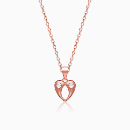 Rose Gold Charming Heart Pendant with Link Chain