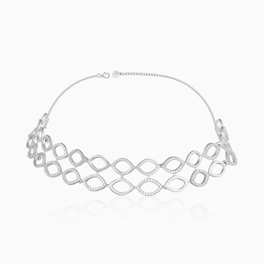 Silver Zircon Studded Marquis Choker