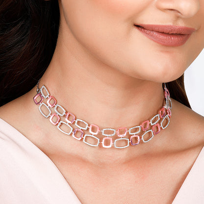 Rose Gold And Silver Choker Necklace