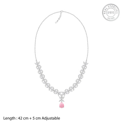 Silver Zircon Studded Magical Drop Necklace