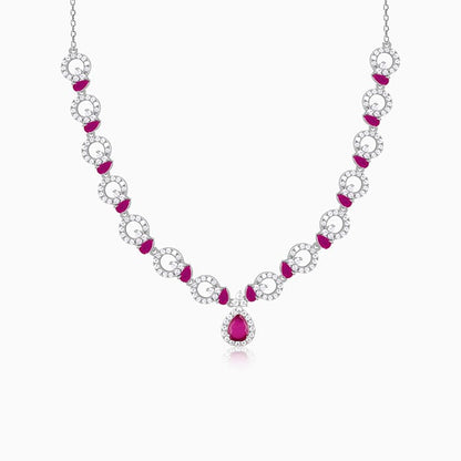 Silver Zircon Ballentine Necklace