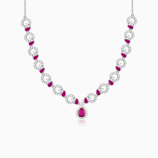 Silver Zircon Ballentine Necklace