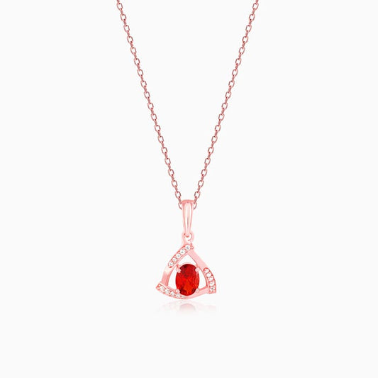 Rose Gold Fiery Passion Of Red Pendant With Link Chain