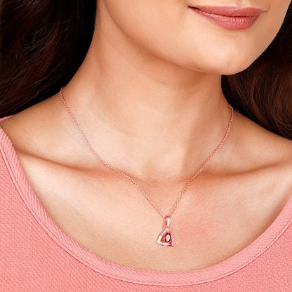 Rose Gold Fiery Passion Of Red Pendant With Link Chain