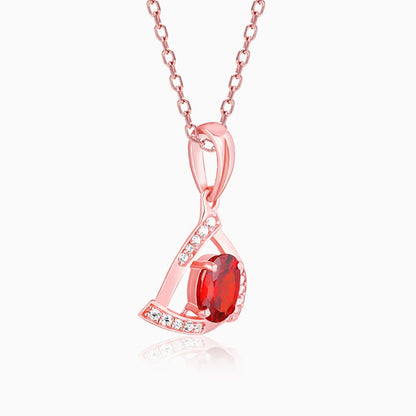 Rose Gold Fiery Passion Of Red Pendant With Link Chain