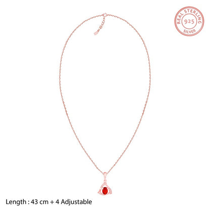 Rose Gold Fiery Passion Of Red Pendant With Link Chain