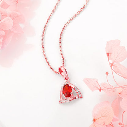 Rose Gold Fiery Passion Of Red Pendant With Link Chain