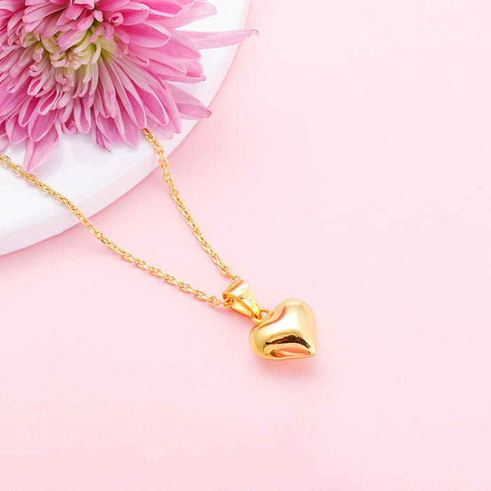 Buy Golden Classic Heart Pendant with Link Chain at Best Price GIVA Jewellery