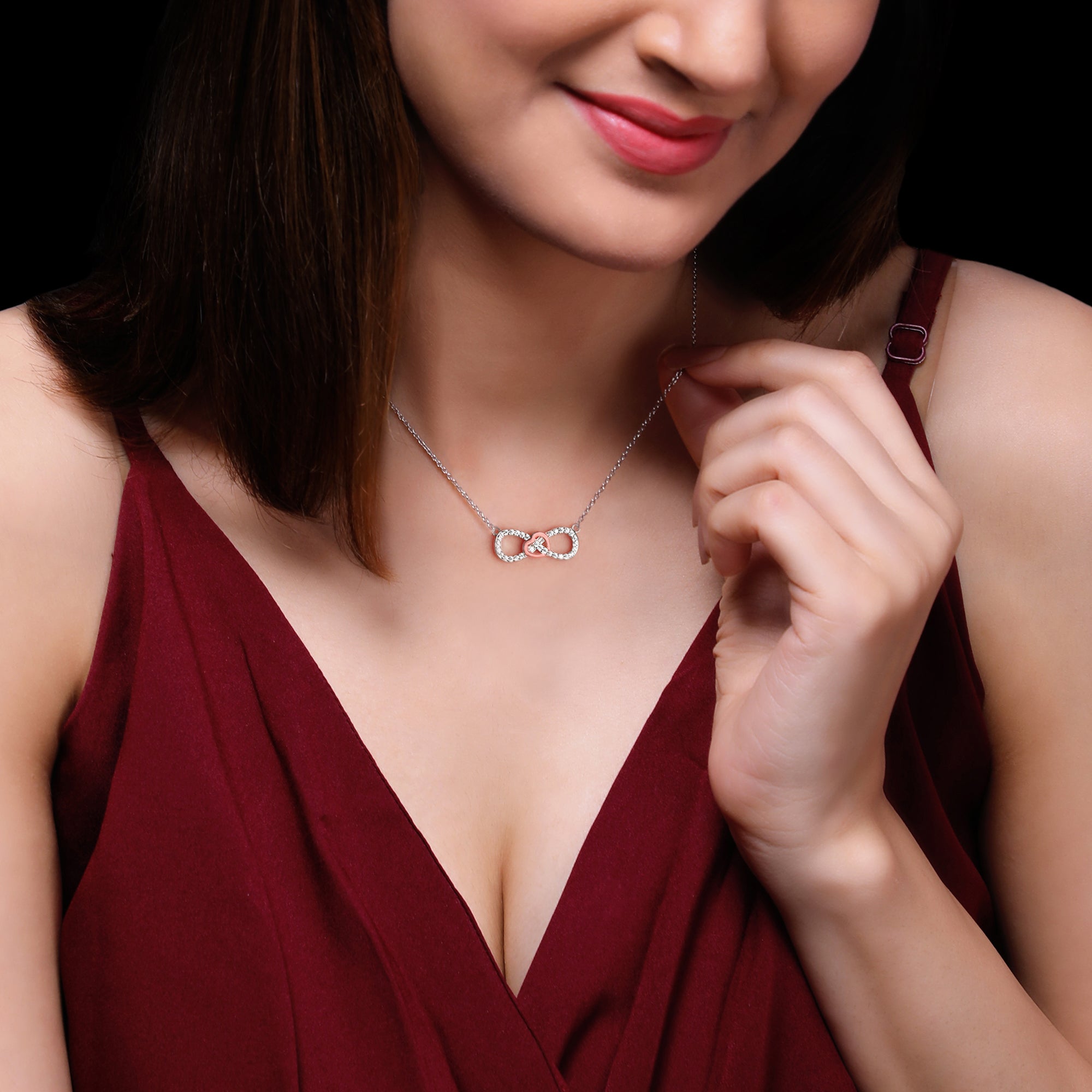 Buy Rose Gold Studded Infinity Heart Pendant at Best Price GIVA Jewellery