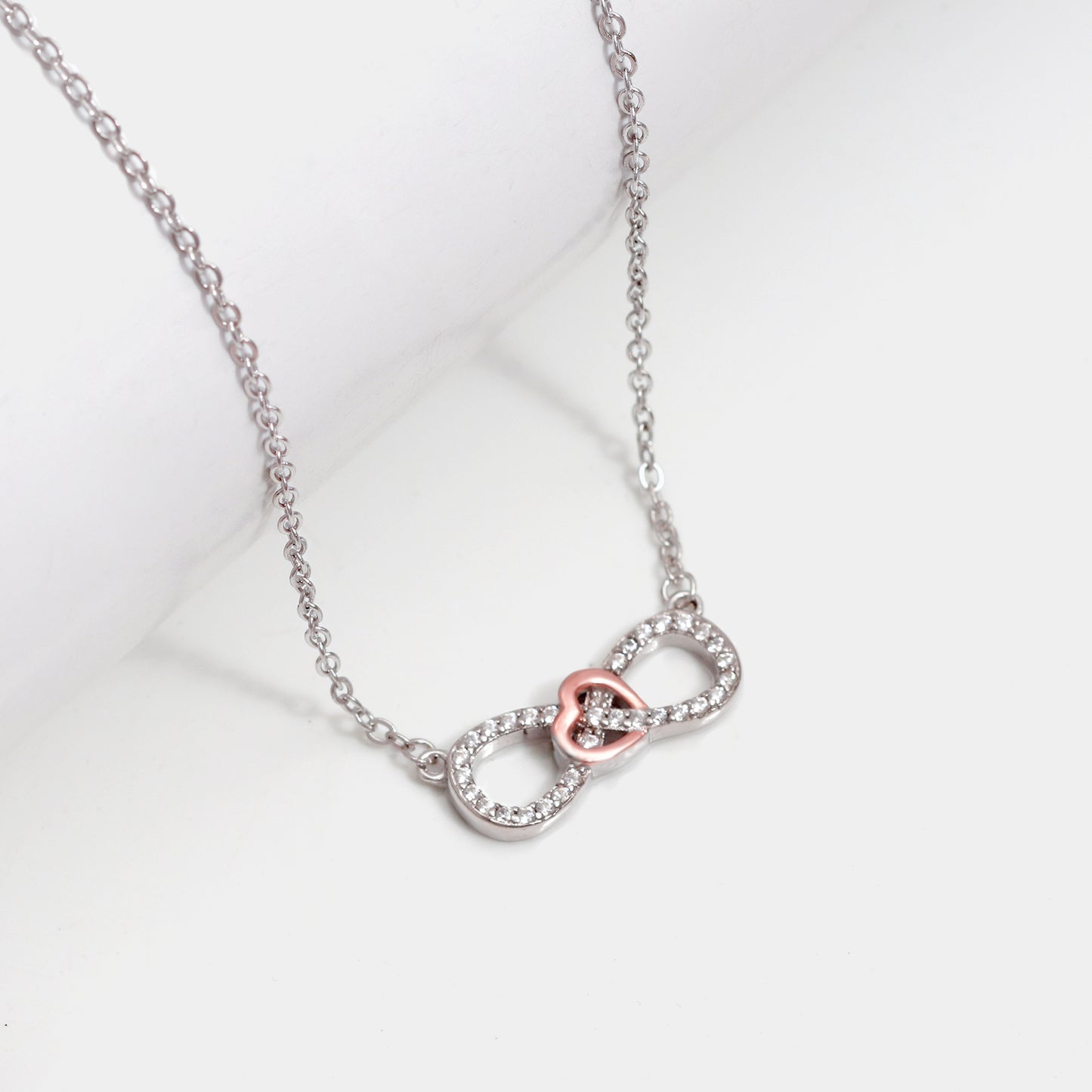 Rose Gold Studded Infinity Heart Pendant