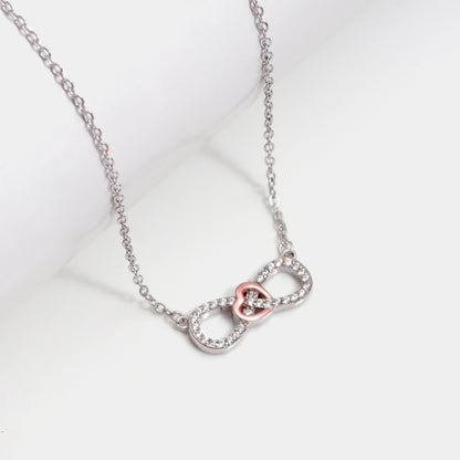 Rose Gold Studded Infinity Heart Pendant