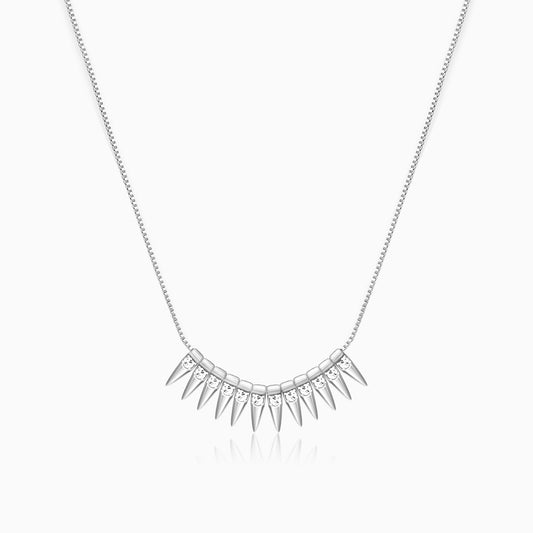 Silver Studded Spikes Necklace