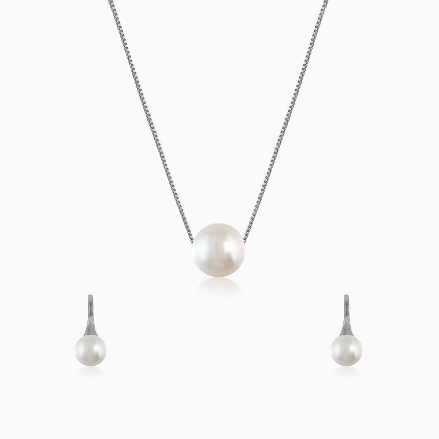 Silver White Pearl Moon Set