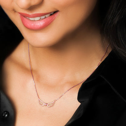 Rose Gold Wing It With Love Necklace